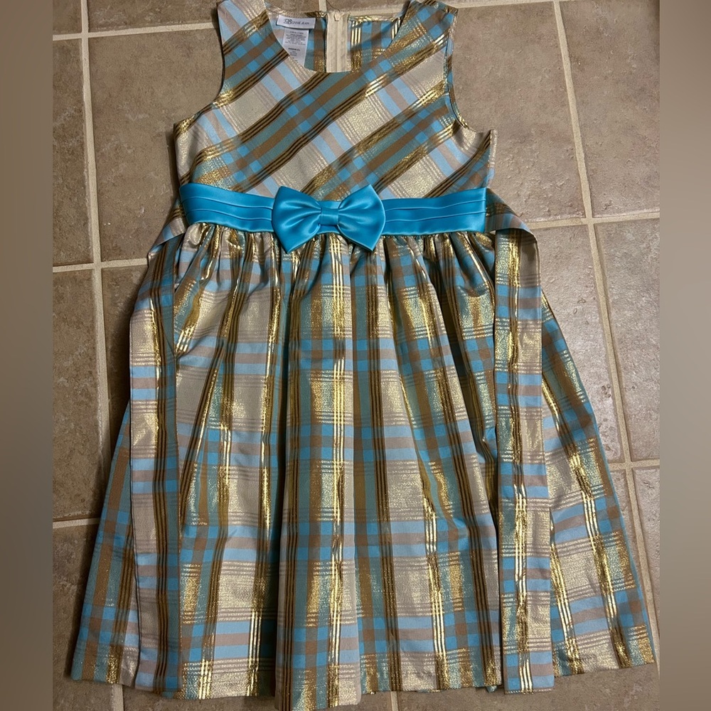 Bonnie Jean Gold and Blue Plaid Dress